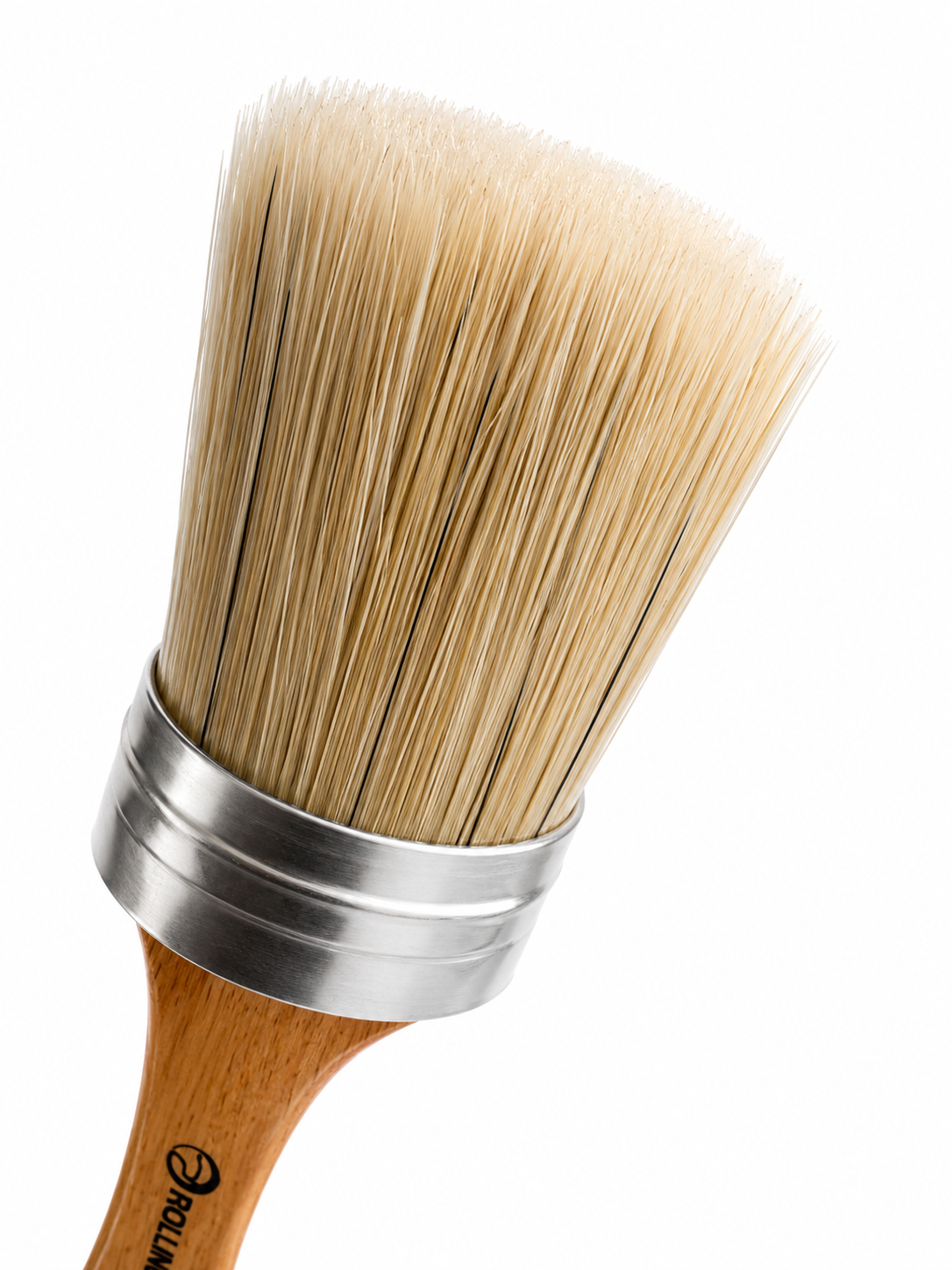 Close up of the bristles of an oval chalk brush