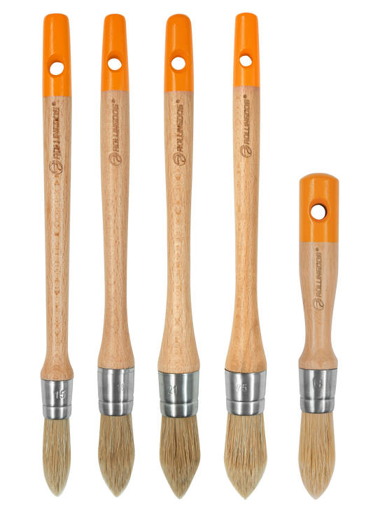 5PC Round Detail Brush Set | Long & Short Handle Brushes (15–25mm) for All Paints